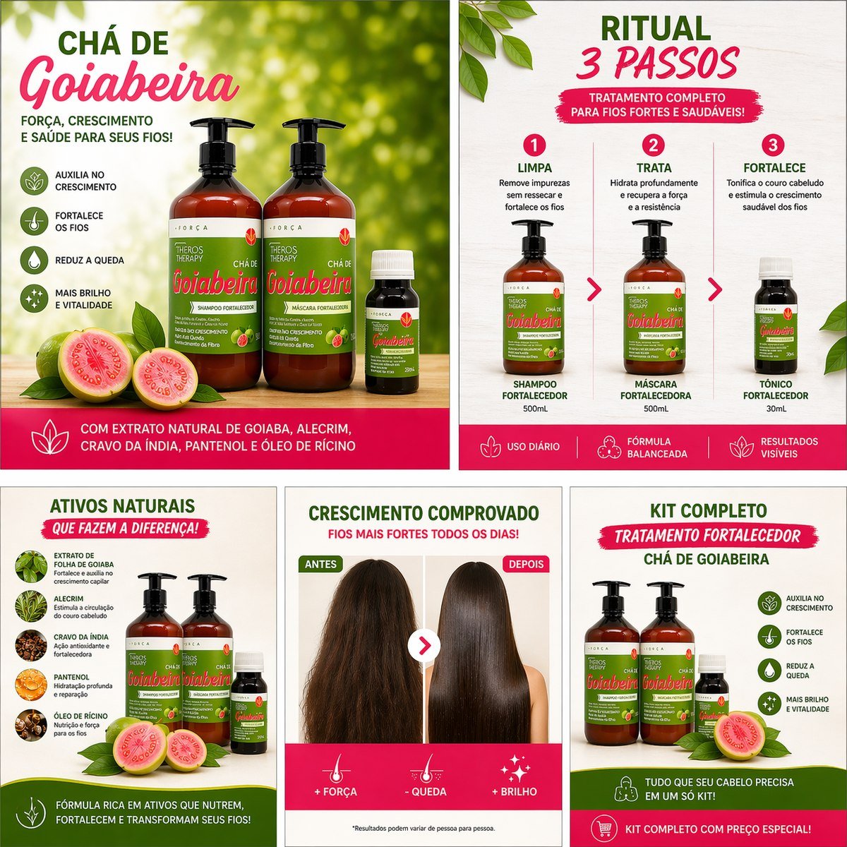 Kit completo Chá de Goiabeira para fios mais fortes