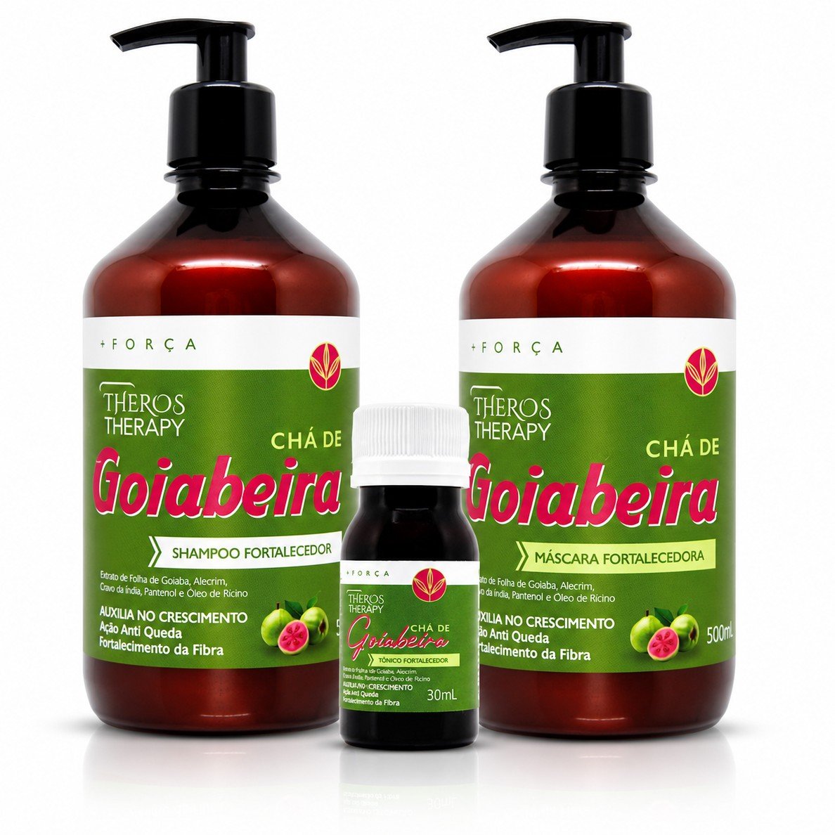 Chá de Goiabeira — shampoo, máscara e tônico fortalecedor Theros Therapy