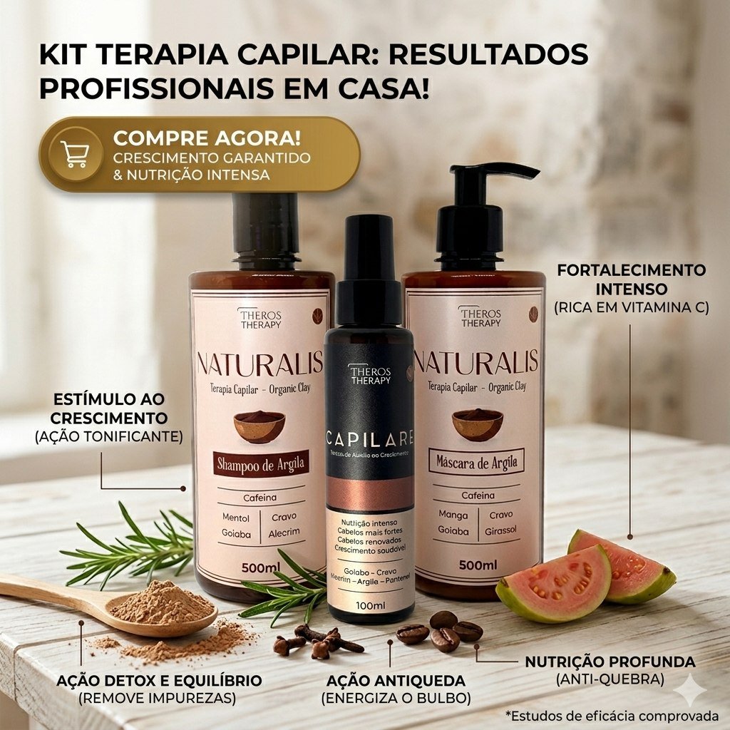 Kit Naturalis com ingredientes naturais sobre madeira
