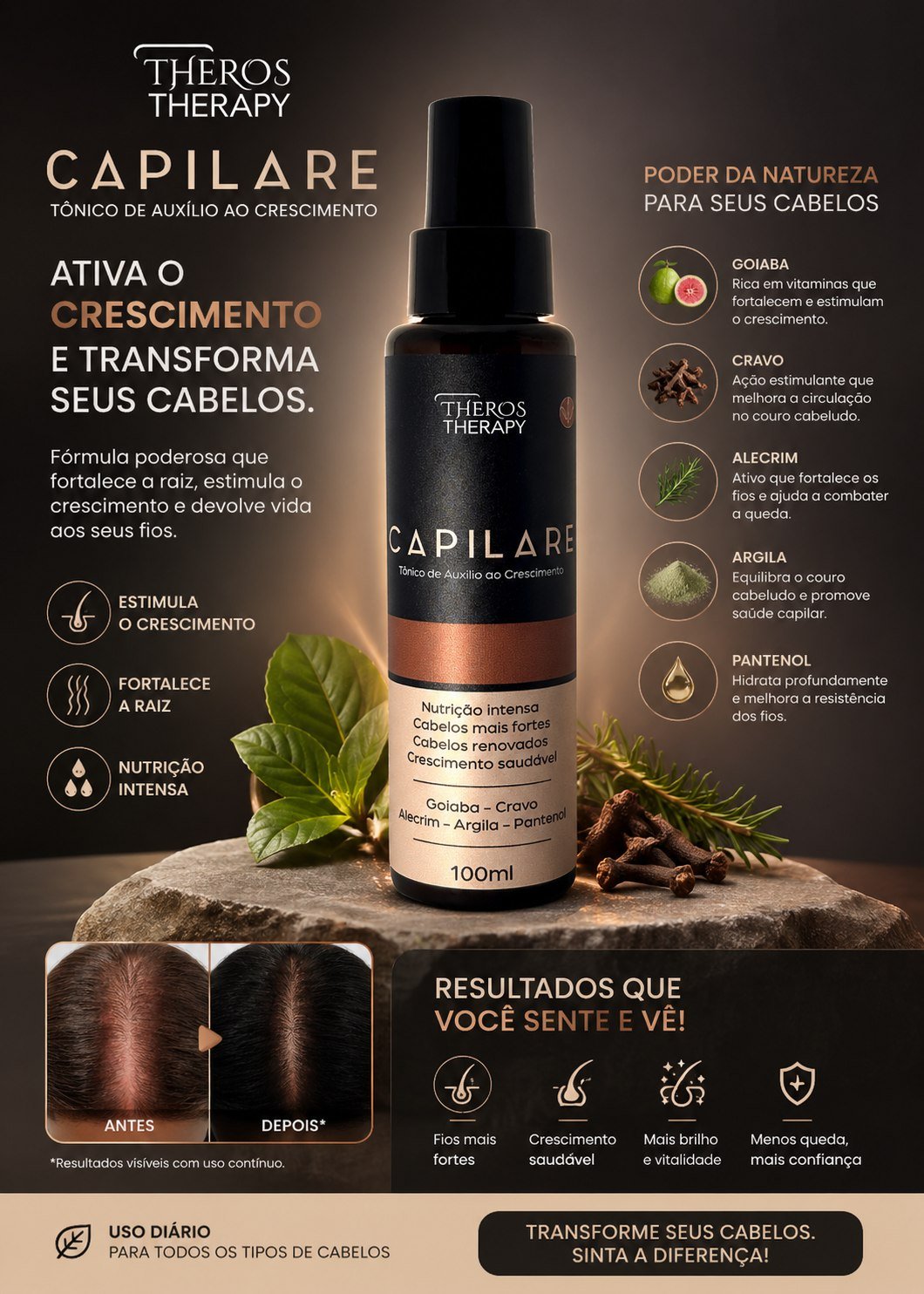 Tônico Capilare Naturalis para auxílio ao crescimento