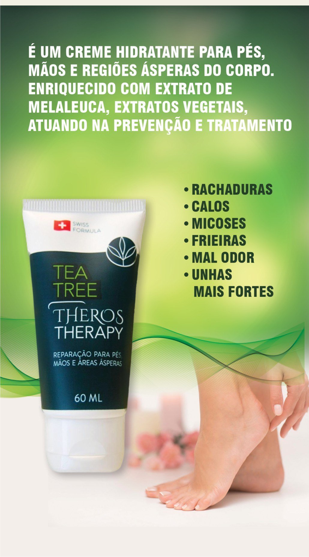 Tea Tree indicado para rachaduras, calos, micoses e frieiras